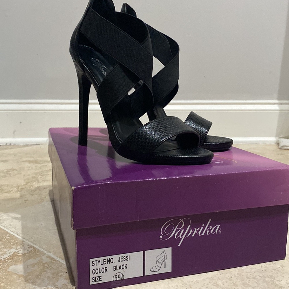 Sexy Black Strap Heels